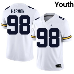 White U of M Game Youth Tom Harmon College Football #98 Jersey 353992-537