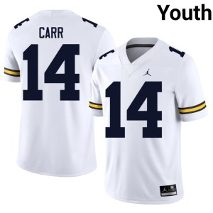 White Michigan Wolverines #14 College Football Tommy Carr Youth Alumni Jerseys 738002-364