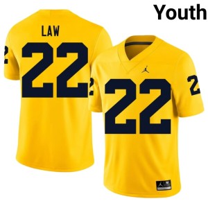 Maize Youth Ty Law UMich College Football #22 Game Jersey 616724-804