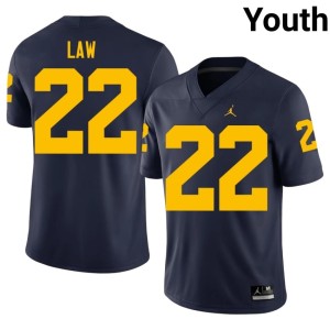 Navy University of Michigan #22 College Football 2026 Ty Law Youth Jersey 507168-359